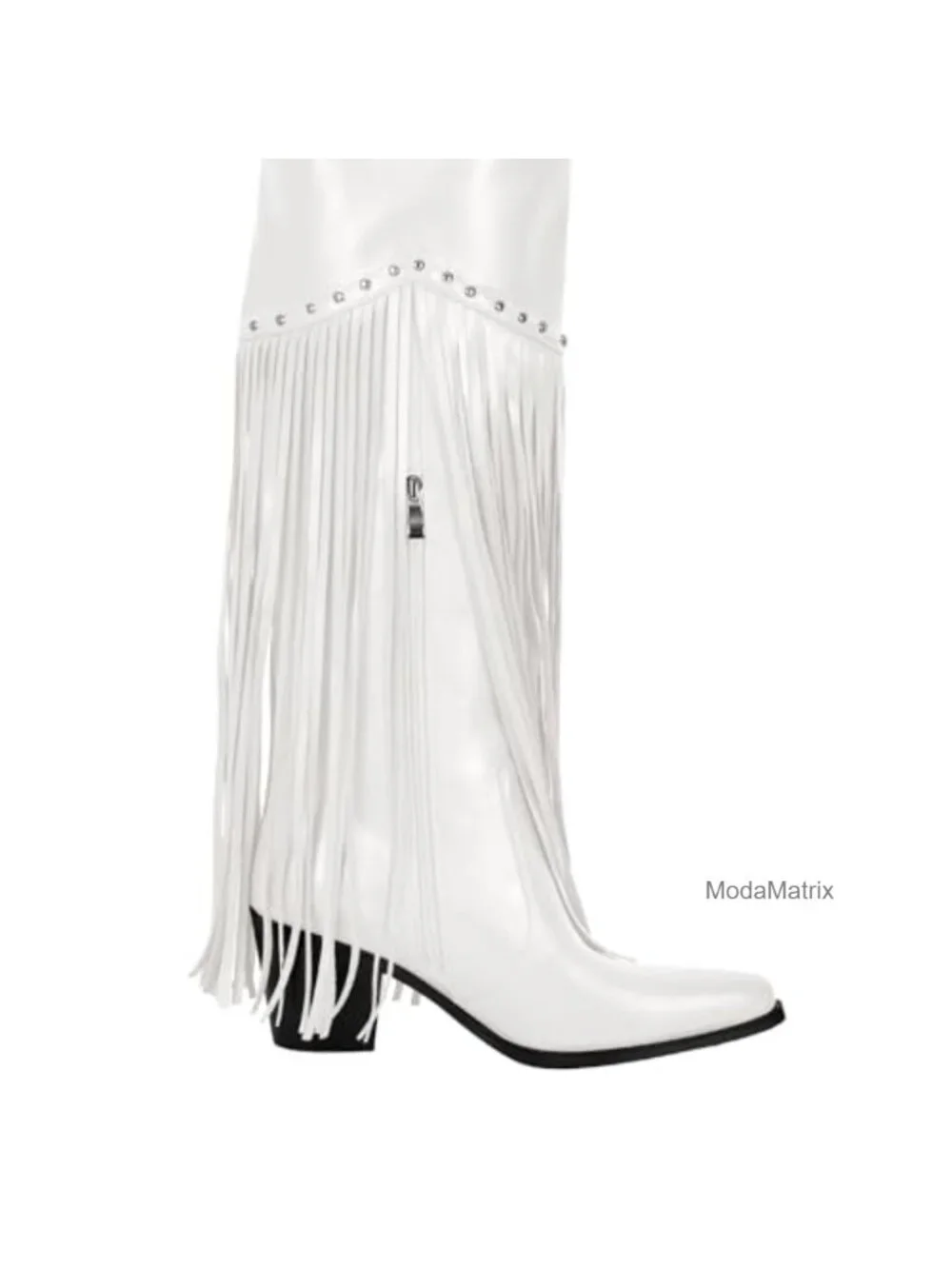 Wide Calf Fringe Thigh High Boots Over Knee Cowgirl Boots Side Zip Cowboy Boots